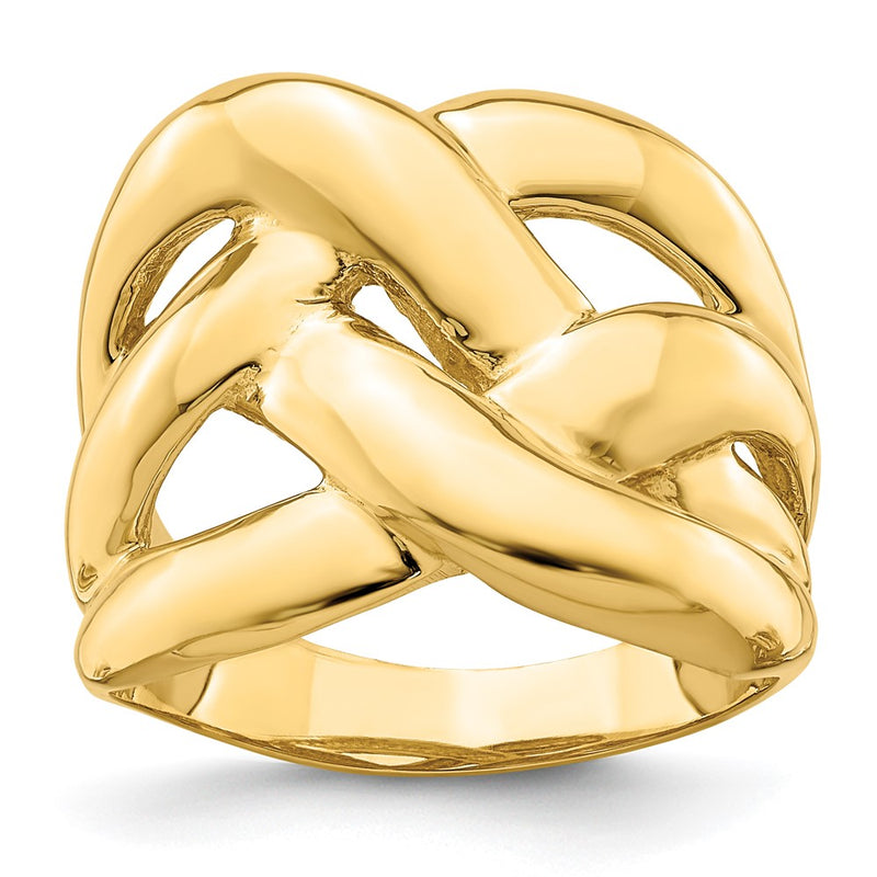 14K Yellow Gold Polished Bold Basket Weave Dome Ring