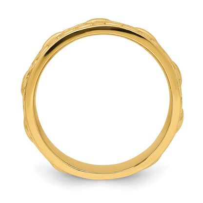 14K Yellow Gold Polished / Satin Fleur-De-Lis Band Ring