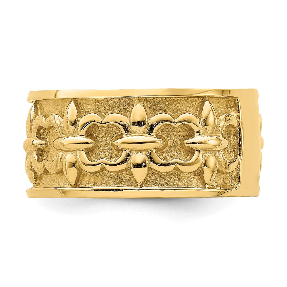 14K Yellow Gold Polished / Satin Fleur-De-Lis Band Ring