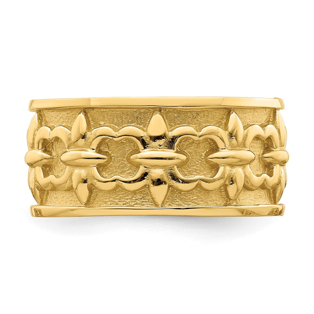 14K Yellow Gold Polished / Satin Fleur-De-Lis Band Ring