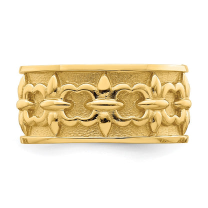 14K Yellow Gold Polished / Satin Fleur-De-Lis Band Ring