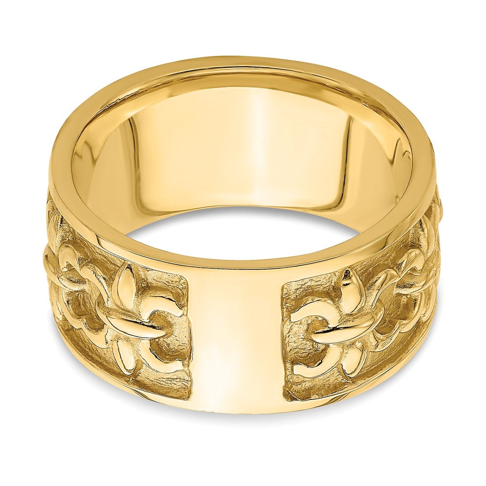14K Yellow Gold Polished / Satin Fleur-De-Lis Band Ring