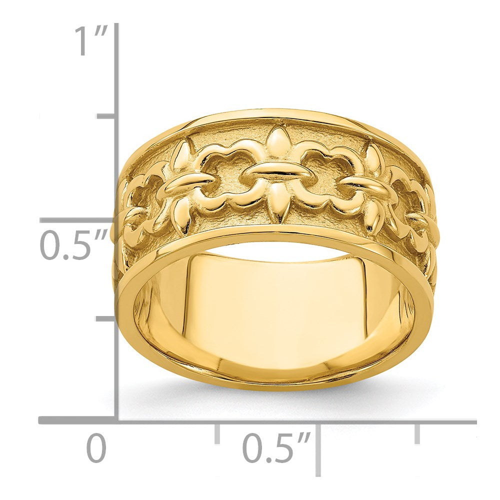 14K Yellow Gold Polished / Satin Fleur-De-Lis Band Ring