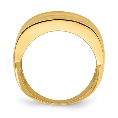 14K Yellow Gold Polished Triple Ridge Dome Ring