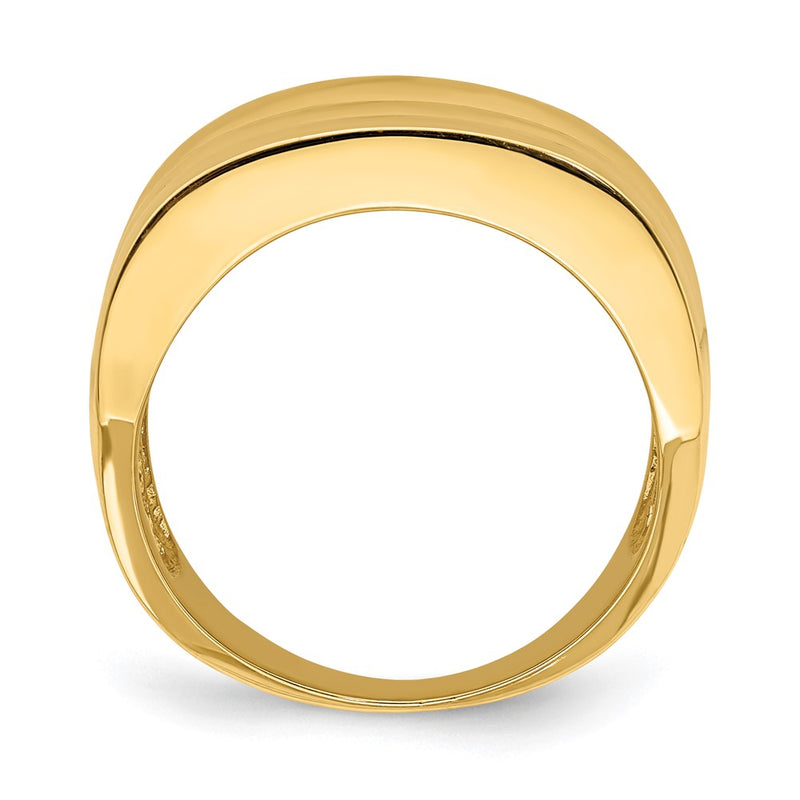 14K Yellow Gold Polished Triple Ridge Dome Ring