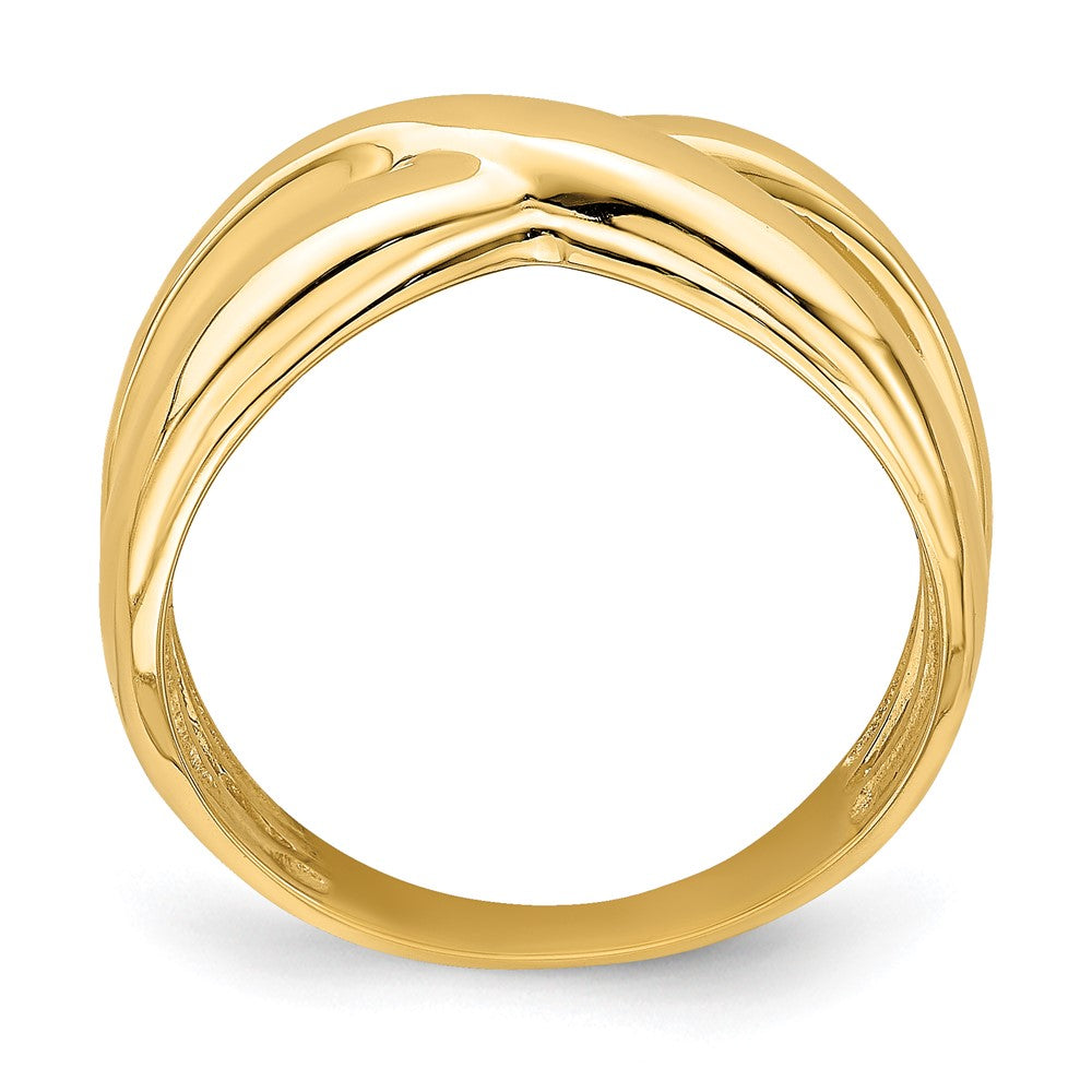 14K Yellow Gold Polished w/ Cut Out Sides X Dome Ring