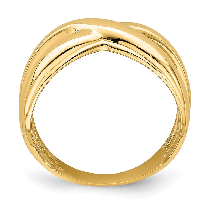 14K Yellow Gold Polished w/ Cut Out Sides X Dome Ring