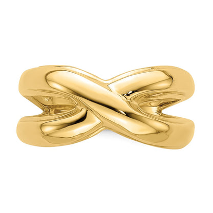 14K Yellow Gold Polished w/ Cut Out Sides X Dome Ring
