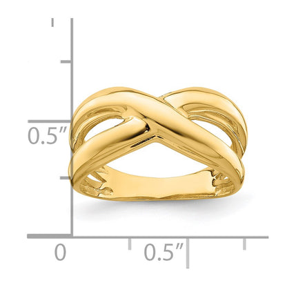 14K Yellow Gold Polished w/ Cut Out Sides X Dome Ring