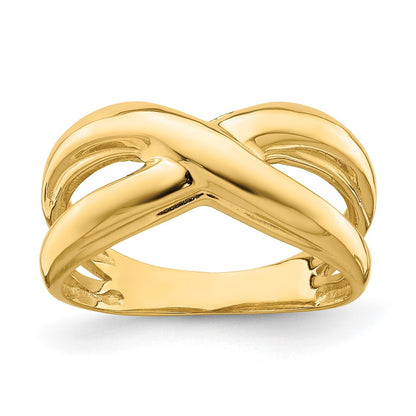 14K Yellow Gold Polished w/ Cut Out Sides X Dome Ring