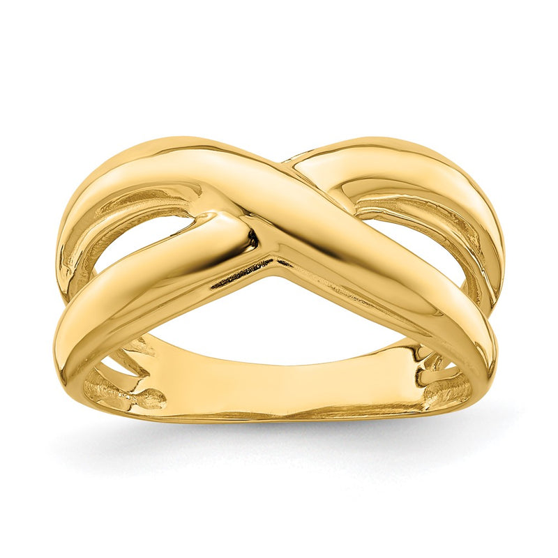 14K Yellow Gold Polished w/ Cut Out Sides X Dome Ring