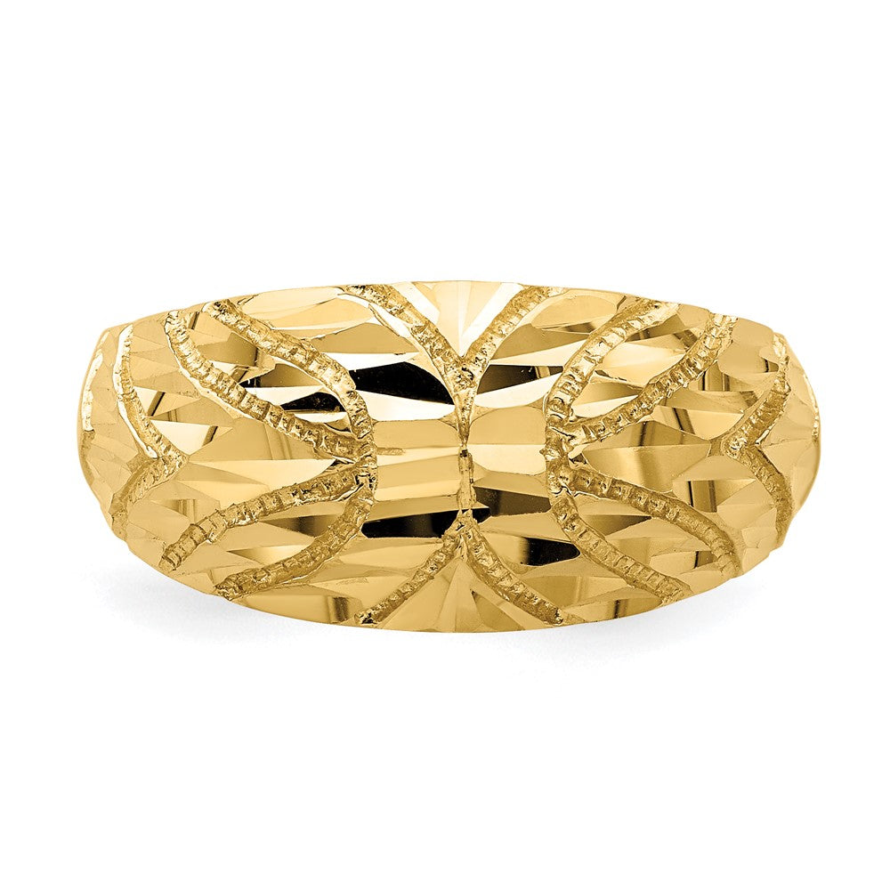 14K Yellow Gold Fancy Diamond-cut Ring