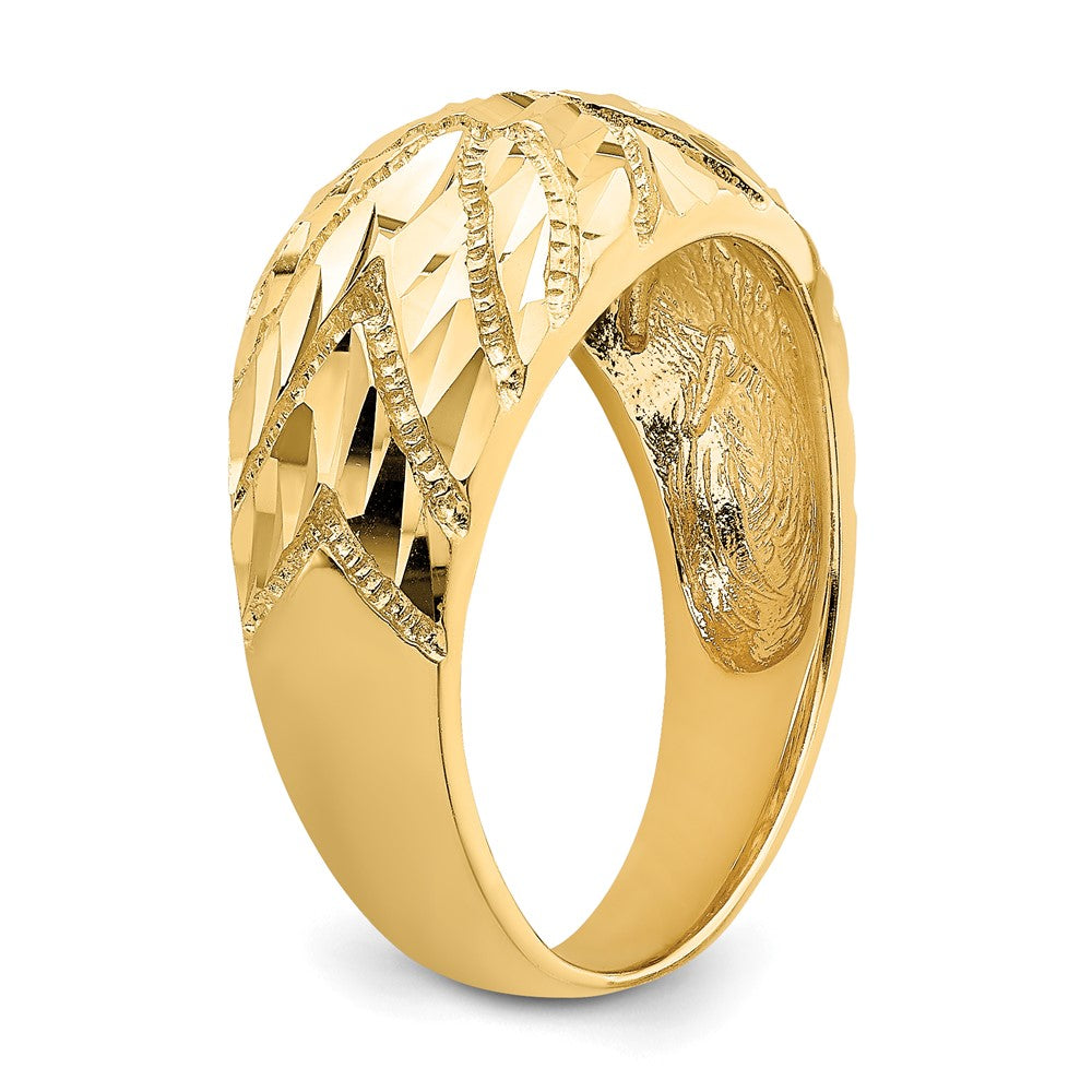 14K Yellow Gold Fancy Diamond-cut Ring
