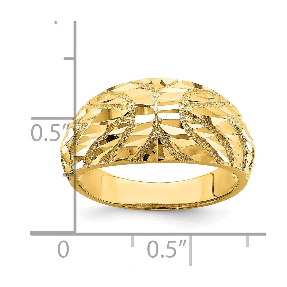 14K Yellow Gold Fancy Diamond-cut Ring