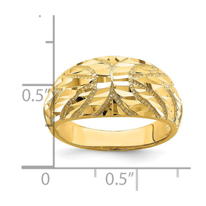 14K Yellow Gold Fancy Diamond-cut Ring