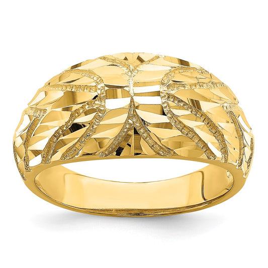 14K Yellow Gold Fancy Diamond-cut Ring