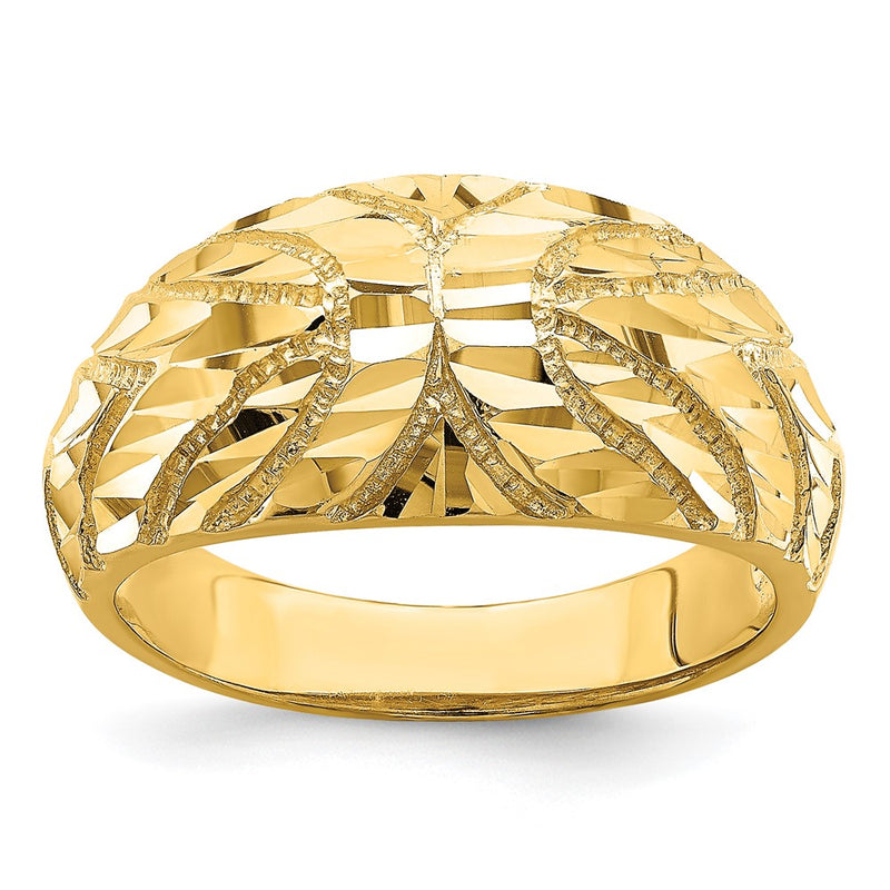 14K Yellow Gold Fancy Diamond-cut Ring