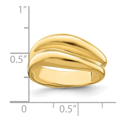 14K Yellow Gold Polished Banded Dome Ring