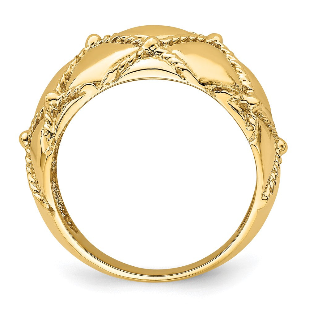 14K Yellow Gold Quilted Rope Solid Dame Ring