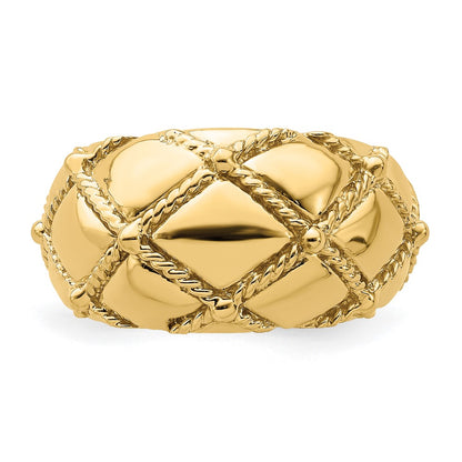 14K Yellow Gold Quilted Rope Solid Dame Ring