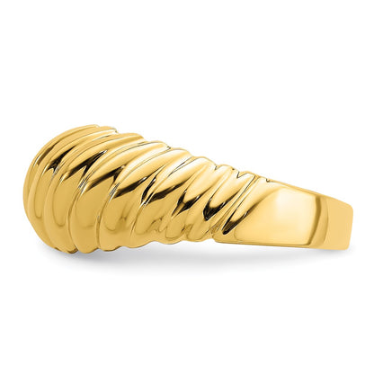 14K Yellow Gold Polished Shrimp Dome Ring