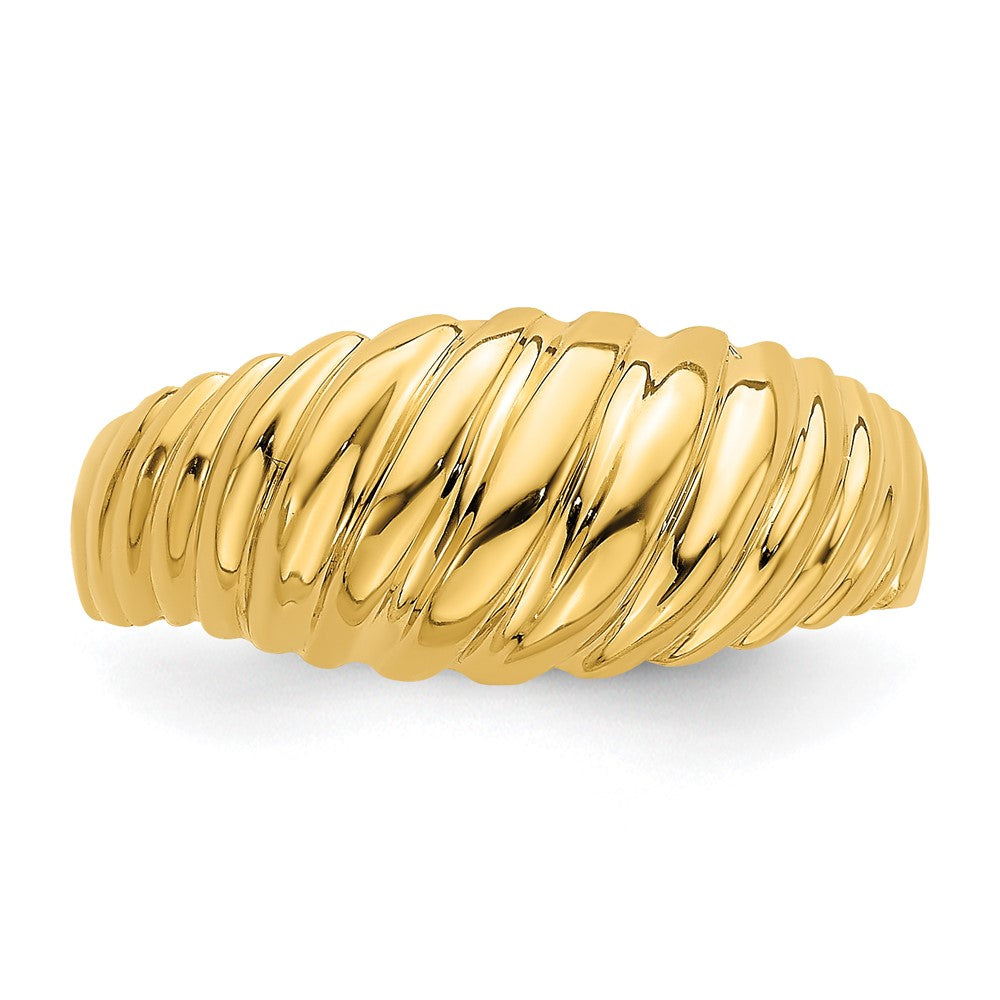 14K Yellow Gold Polished Shrimp Dome Ring