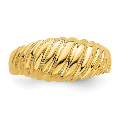 14K Yellow Gold Polished Shrimp Dome Ring
