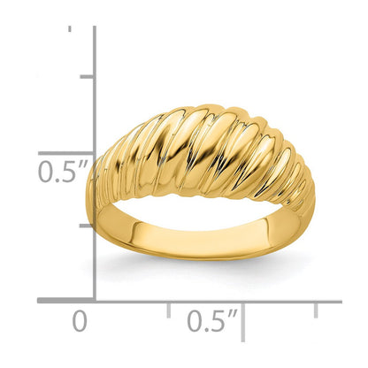 14K Yellow Gold Polished Shrimp Dome Ring