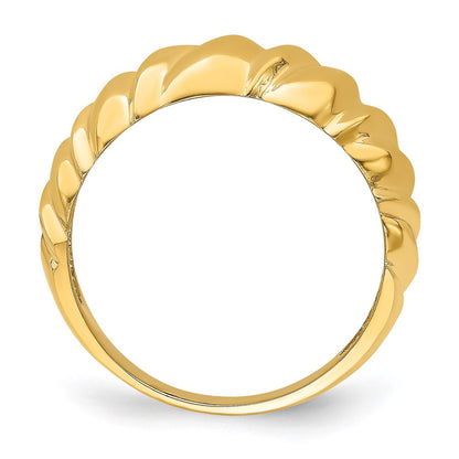 14K Yellow Gold Polished Triangle Scallop Dome Ring