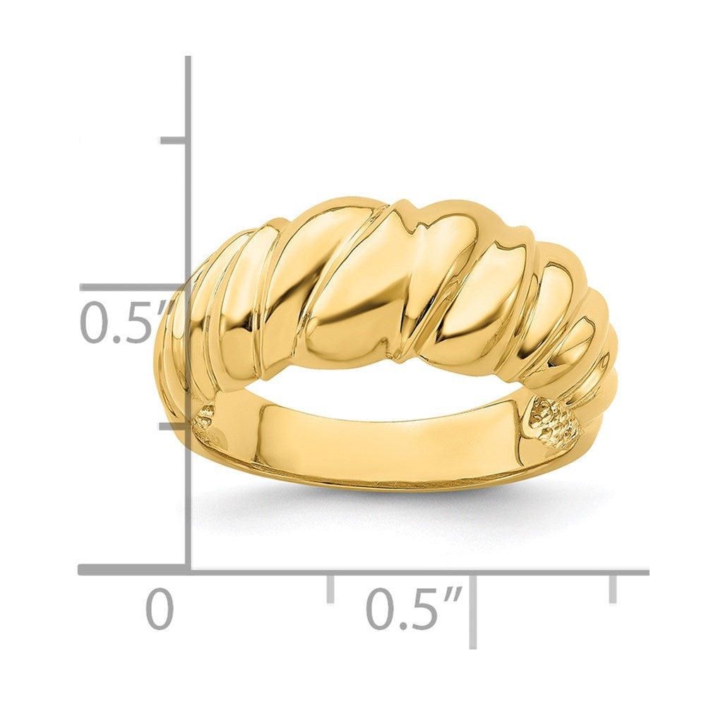14K Yellow Gold Polished Triangle Scallop Dome Ring