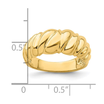 14K Yellow Gold Polished Triangle Scallop Dome Ring