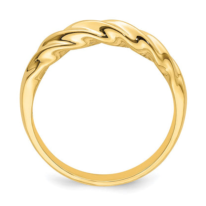 14K Yellow Gold Polished Thin Ribbed Dome Ring