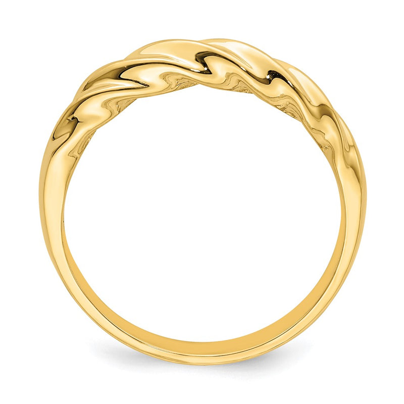 14K Yellow Gold Polished Thin Ribbed Dome Ring