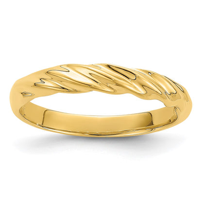 14K Yellow Gold Polished Thin Ribbed Dome Ring