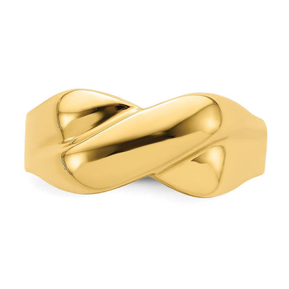 14K Yellow Gold Polished X Dome Ring