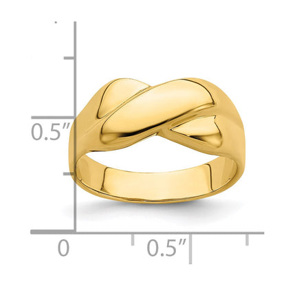 14K Yellow Gold Polished X Dome Ring