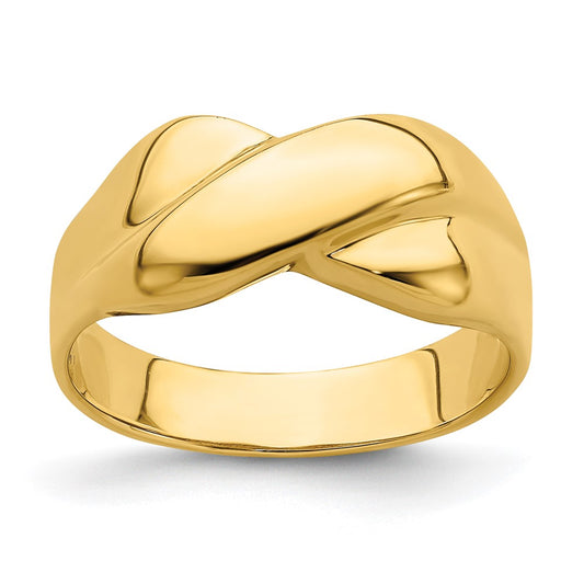 14K Yellow Gold Polished X Dome Ring