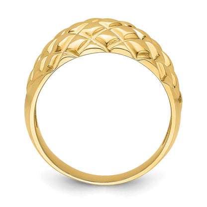 14K Yellow Gold Polished Basket Weave Pattern Ring