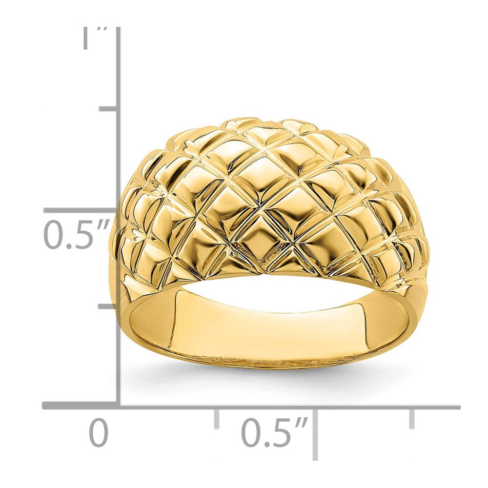 14K Yellow Gold Polished Basket Weave Pattern Ring