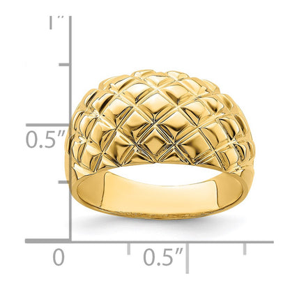 14K Yellow Gold Polished Basket Weave Pattern Ring