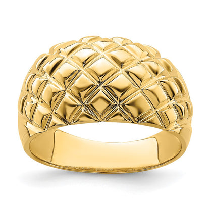 14K Yellow Gold Polished Basket Weave Pattern Ring