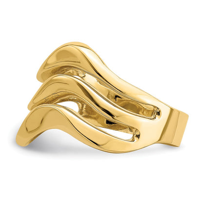 14K Yellow Gold Polished Open Wave Dome Ring