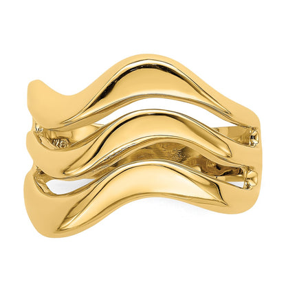 14K Yellow Gold Polished Open Wave Dome Ring
