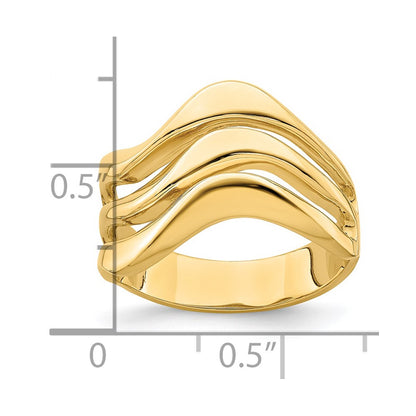 14K Yellow Gold Polished Open Wave Dome Ring