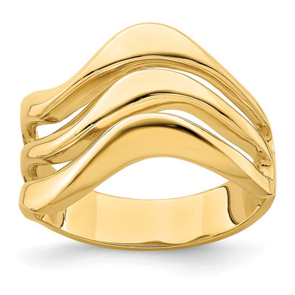 14K Yellow Gold Polished Open Wave Dome Ring