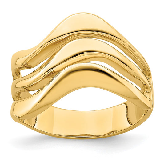 14K Yellow Gold Polished Open Wave Dome Ring