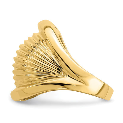 14K Yellow Gold Polished Ridged Shrimp Dome Ring
