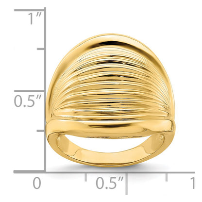 14K Yellow Gold Polished Ridged Shrimp Dome Ring