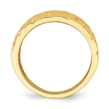 14K Yellow Gold D/C Quilted Pattern Dome Ring