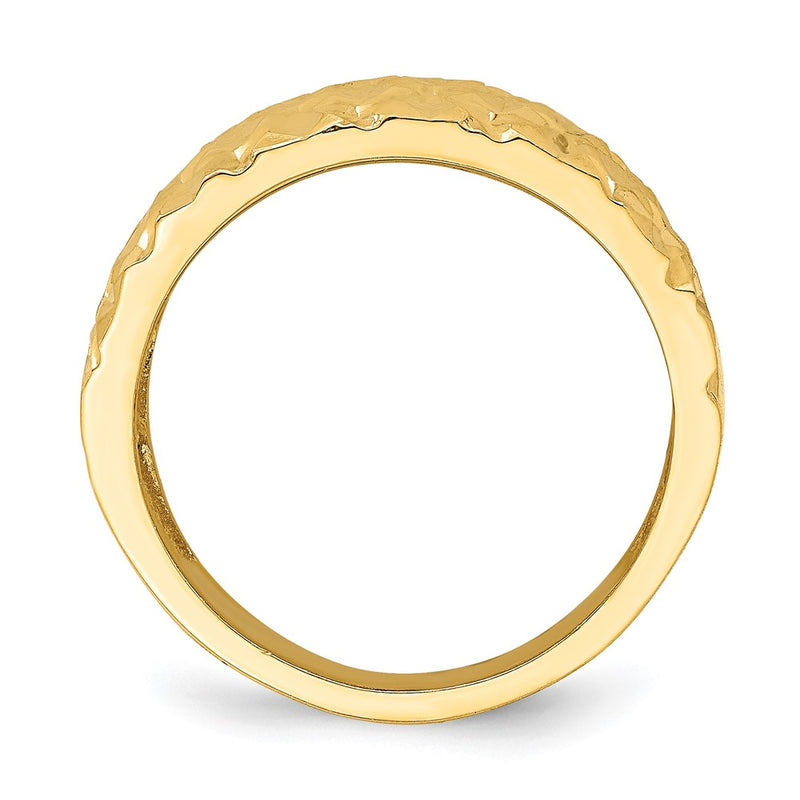 14K Yellow Gold D/C Quilted Pattern Dome Ring